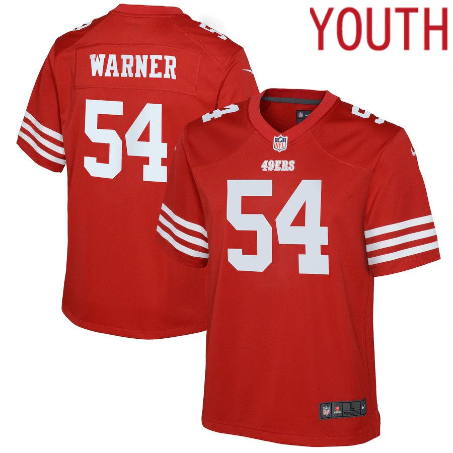 Youth San Francisco 49ers 54 Fred Warner Nike Scarlet Game NFL Jersey